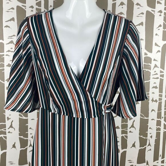 Forever 21 Contemporary Striped Wrap Midi Dress S - Picture 4 of 9